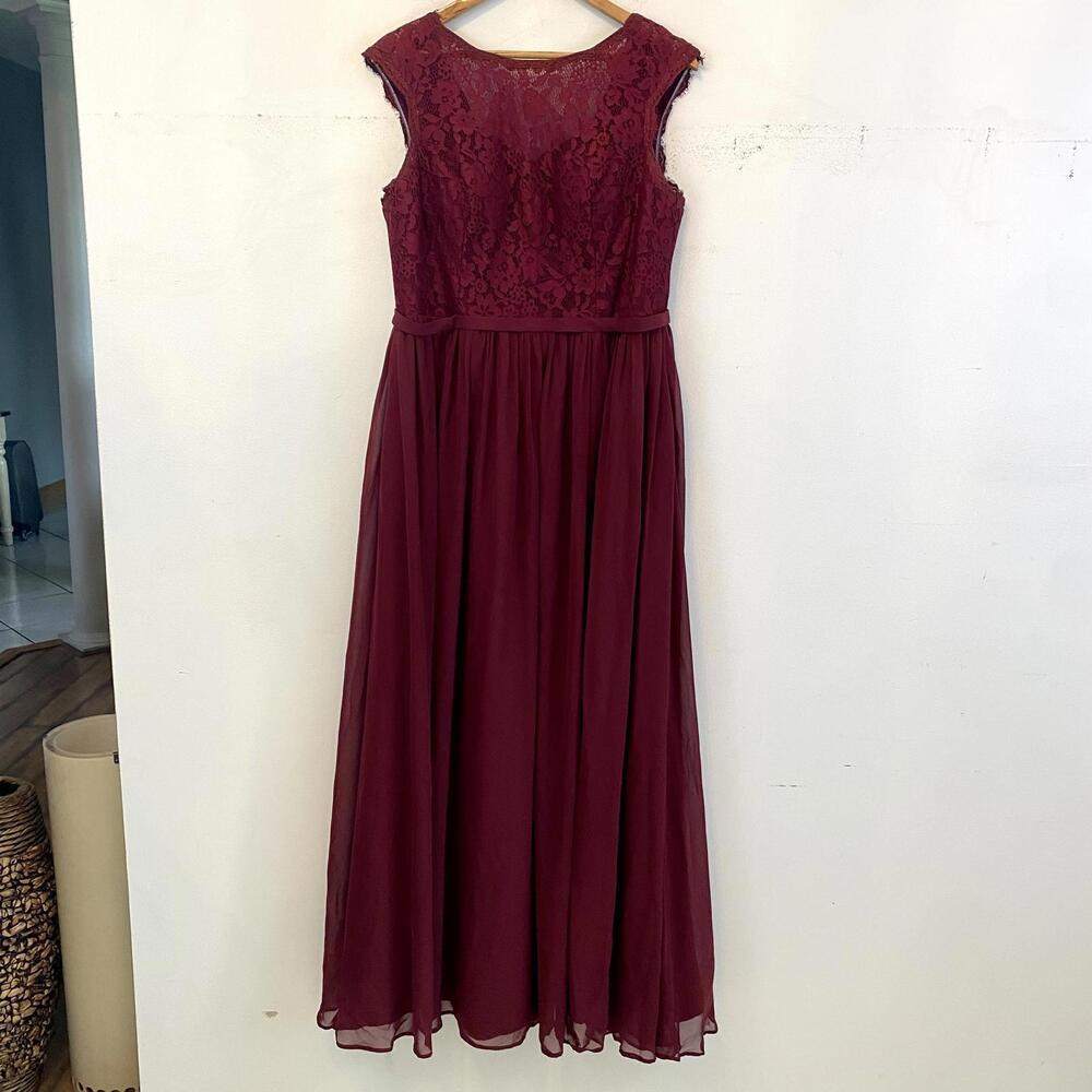 AZAZIE burgundy lace Arden Tahiti maxi formal dress - Picture 2 of 5